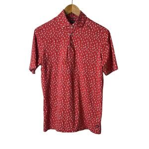 Cremieux Men's Red Sailboat Supima Cotton Short Sleeve Polo Shirt Size Small